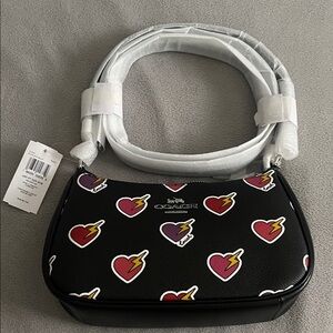 Coach Black Bag with Heart and Lightning Print